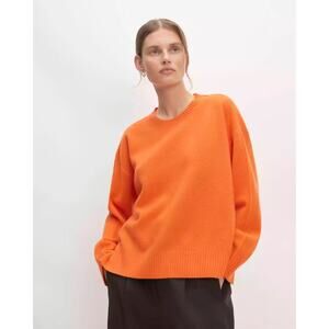Everlane The Good Merino Wool Crewneck Sweater Orange Women XS NWT FLAW